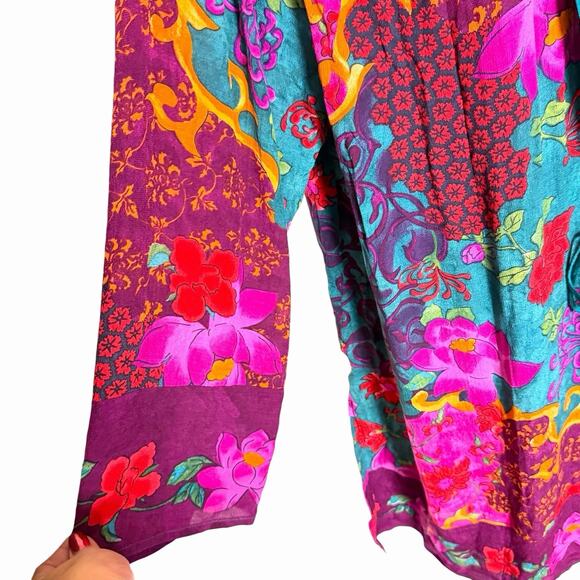 VTG 80s 90s CAROLE LITTLE BOHO ROBE STYLE BLAZER TOPPER SZ 16 RETRO COTTAGE CORE - Picture 3 of 5